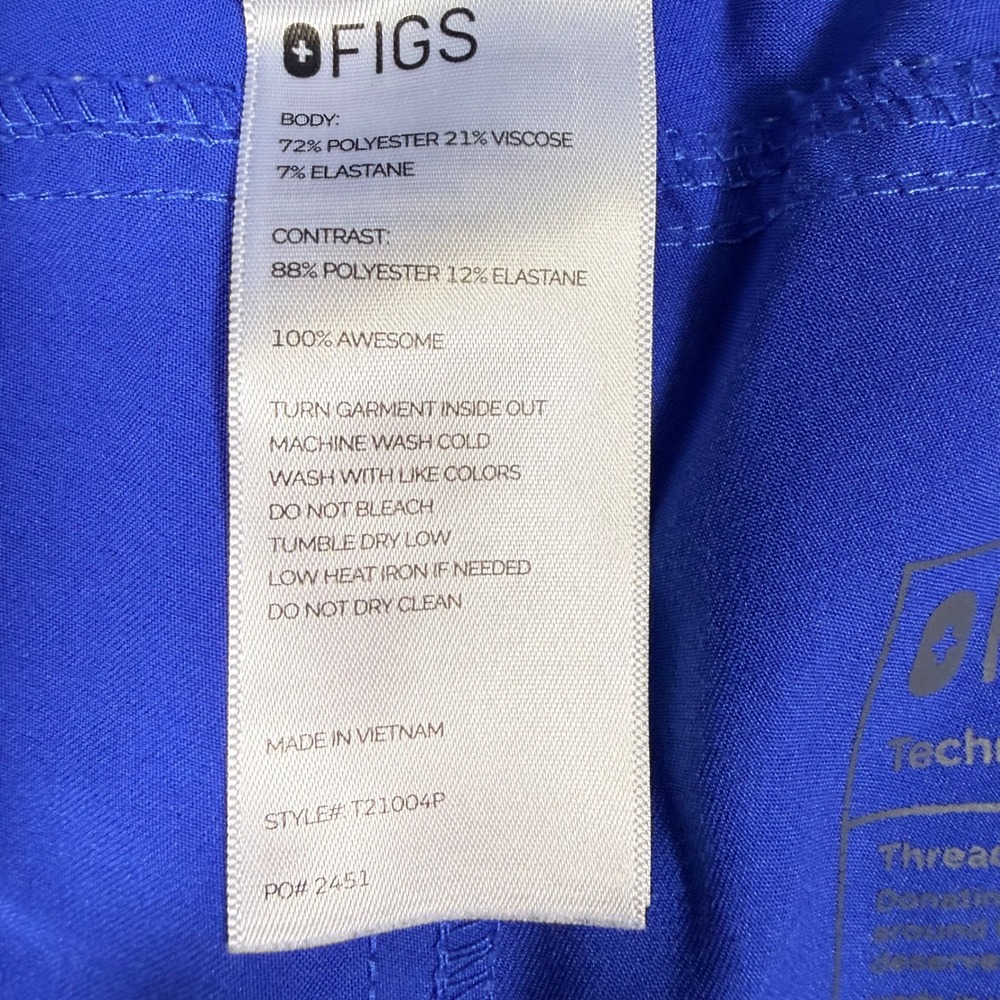 FIGS Technical Collection Royal Blue Scrub Pants XS T21004P Drawstring Cargo - Picture 7 of 10